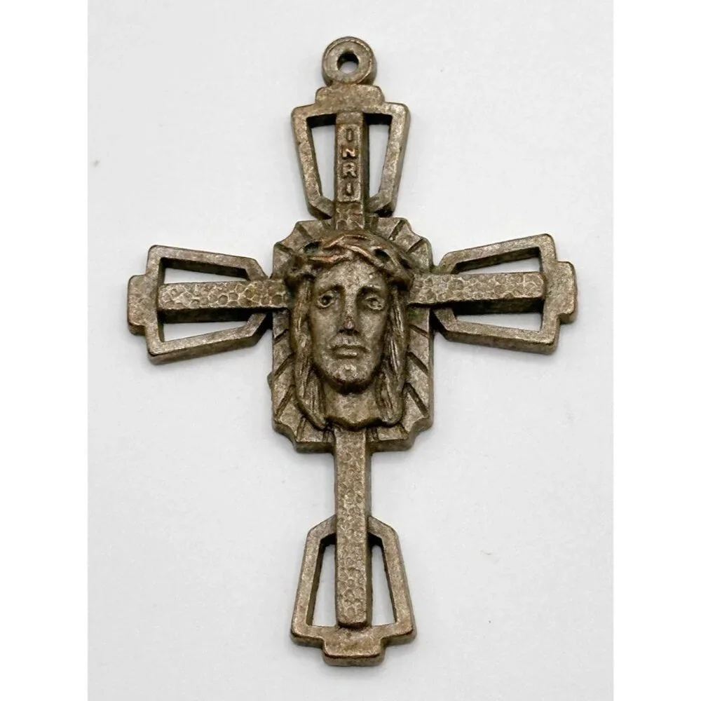 CHRIST HEAD CRUCIFIX PENDANT , Made in Italy,